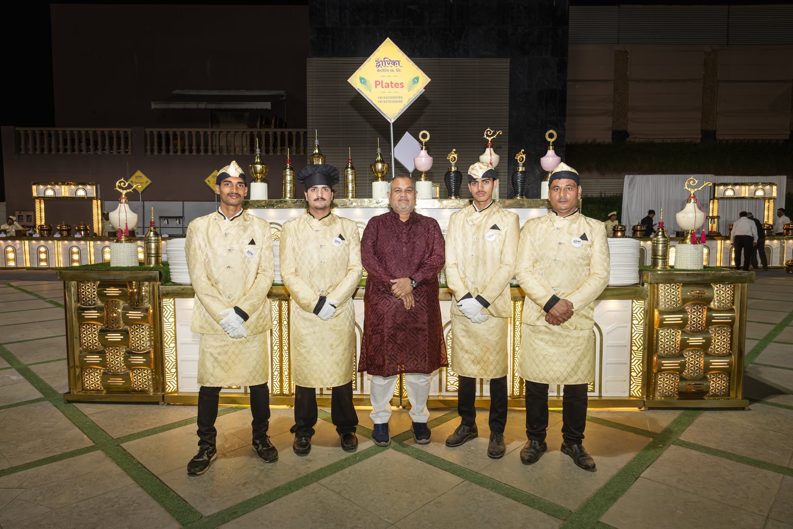 Catering live counter staff serving guests